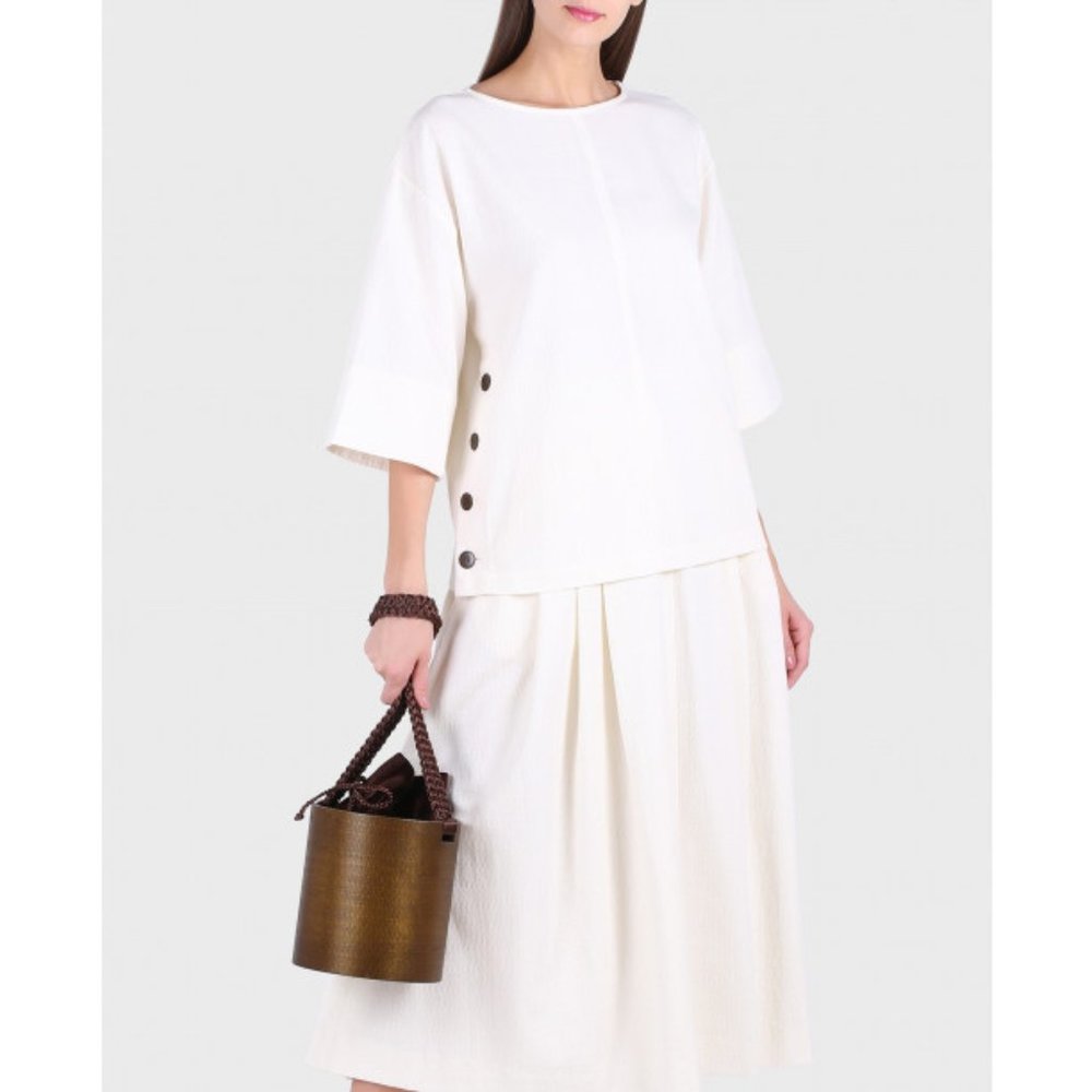 MARA HOFFMAN "Frankie" Cream Woven Boxy Blouse - Picture 11 of 11